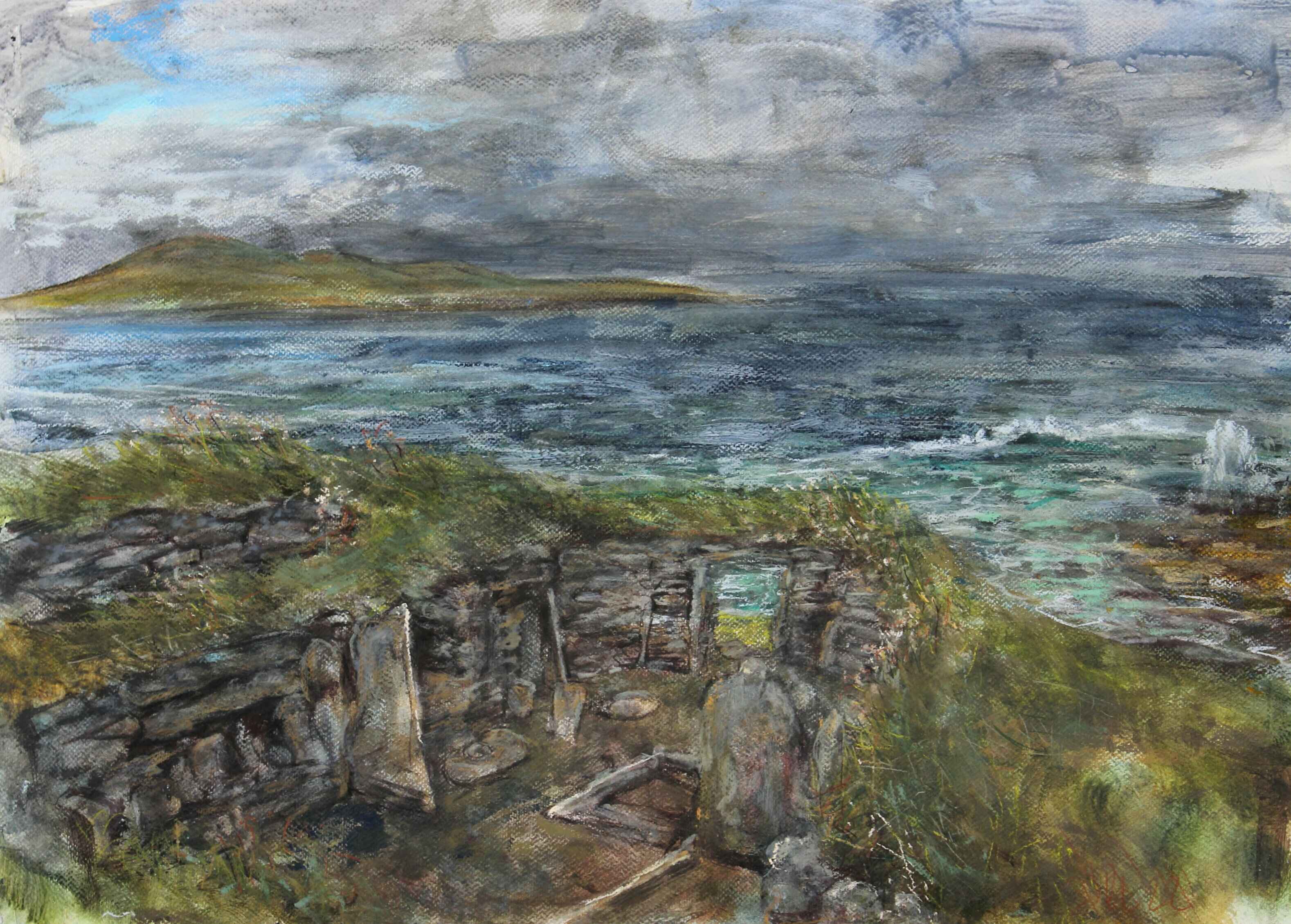 Knap of Hower, PapaWestray. Mixed media on paper. 50x70cm.