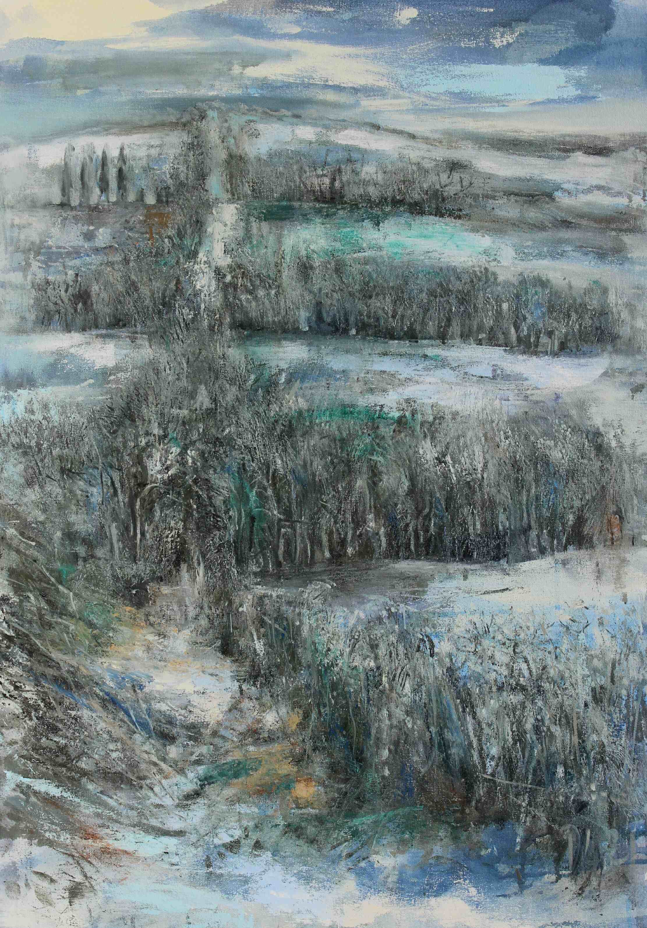 Winter, Ditch hedge Lane. Oil on canvas. 100x70cm.