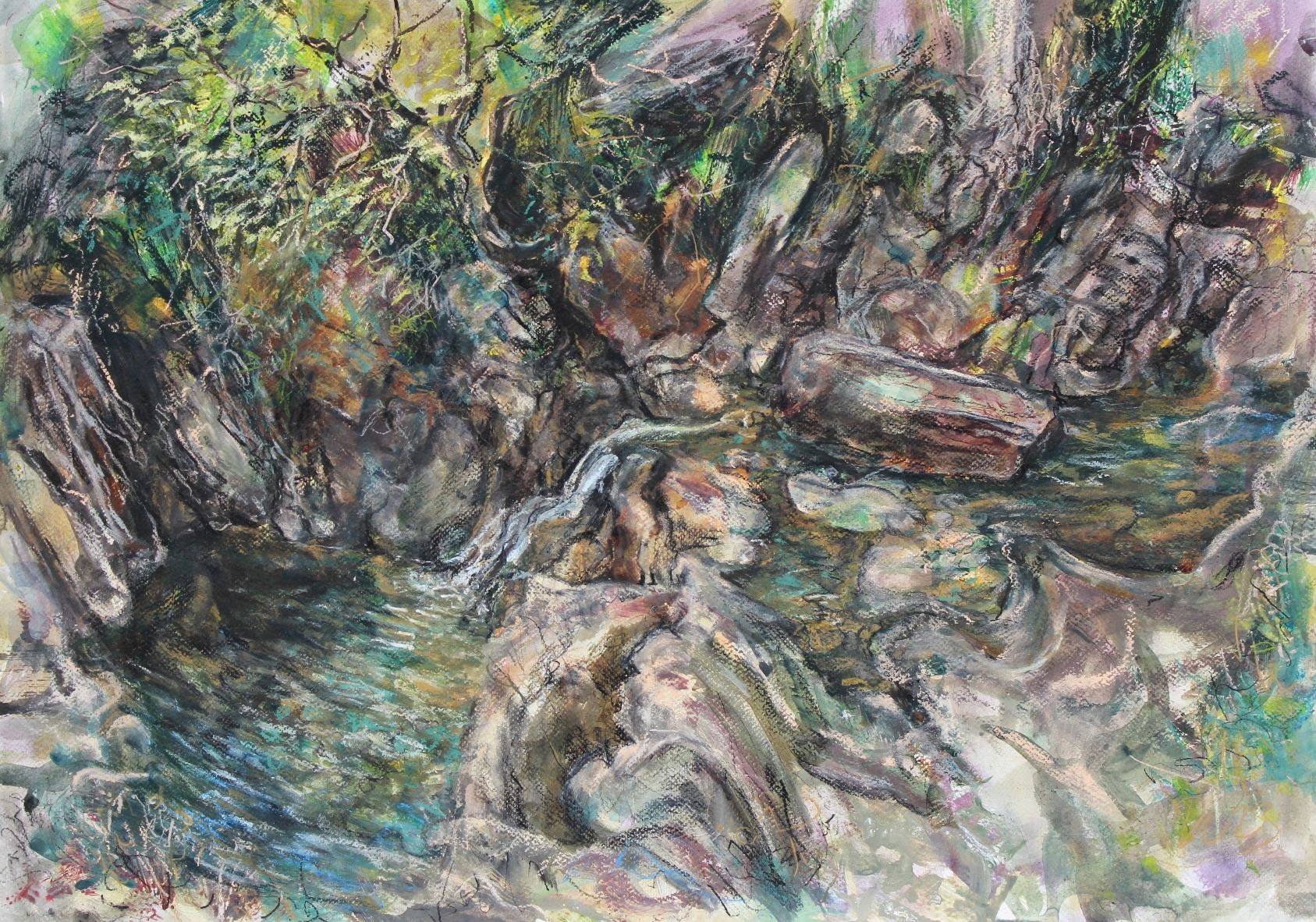 Rocks, Snowdonia. Mixed media on paper. 50x70cm.